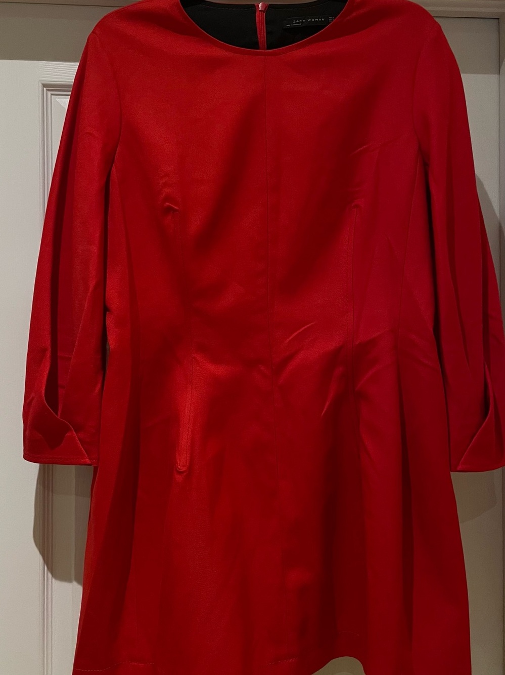 Zara Red Structured Fit & Flare Mini Dress XL Holiday Party Chic NWOT